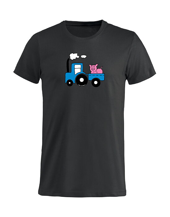 T-Shirt Barn " TRAKTOR MED GRIS PÅ SLÄPET" - Svart 