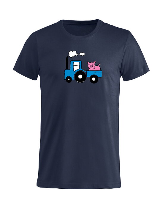 T-Shirt Barn " TRAKTOR MED GRIS PÅ SLÄPET" - Mörkblå