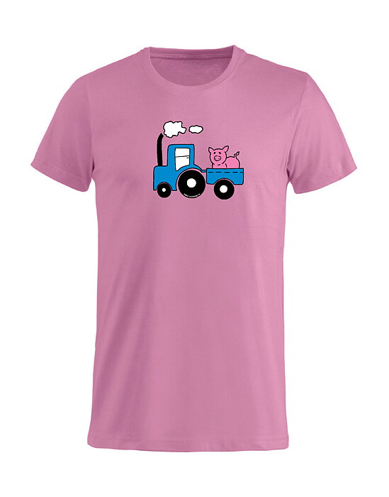 T-Shirt Barn " TRAKTOR MED GRIS PÅ SLÄPET" - Rosa