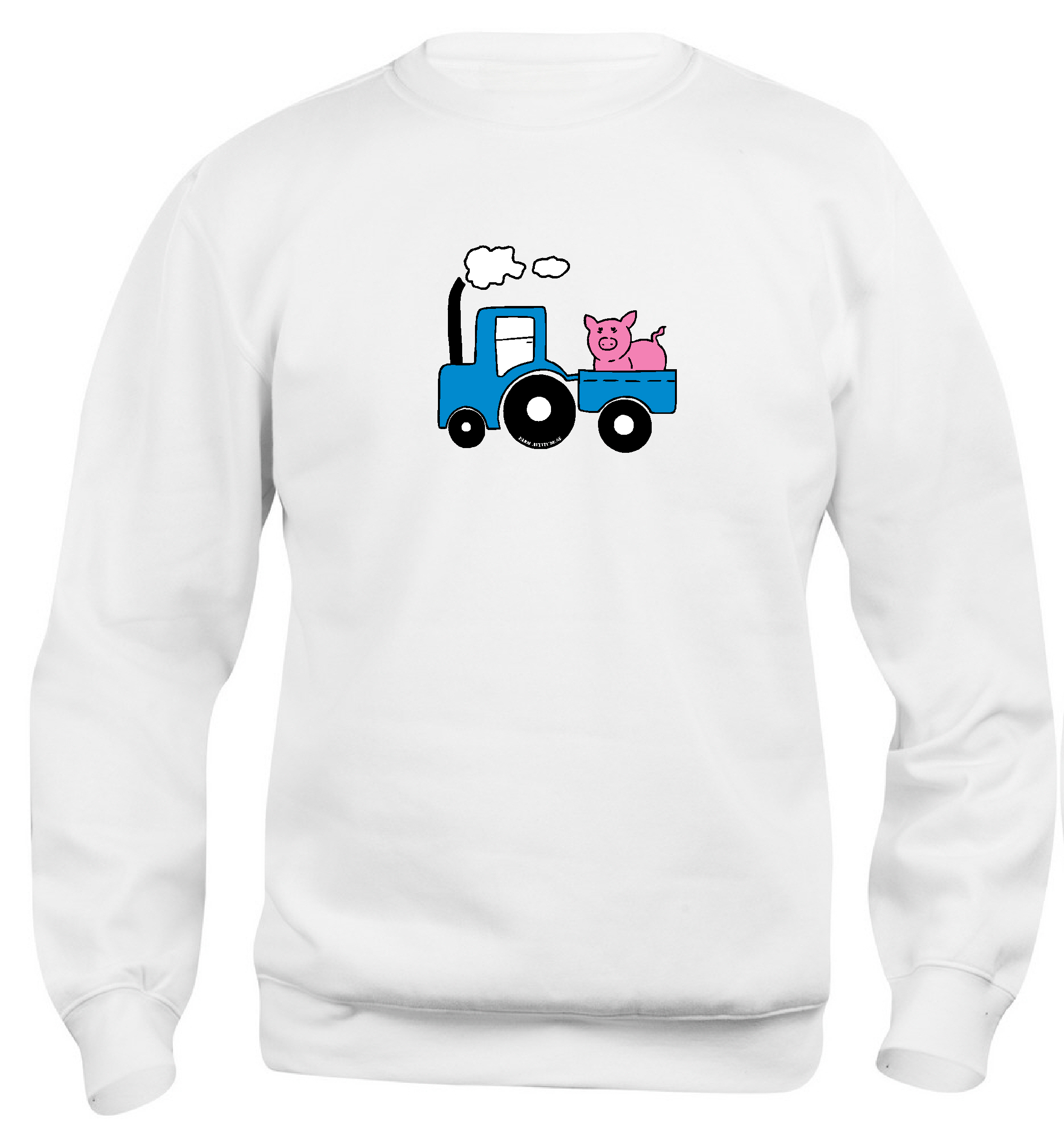 Sweatshirt Barn  "TRAKTOR MED GRIS PÅ SLÄPET - Vit