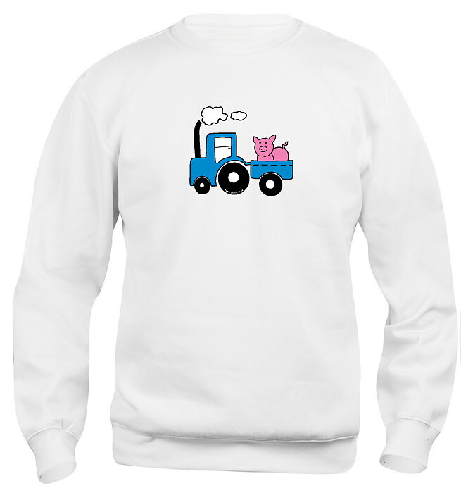 Sweatshirt Barn  "TRAKTOR MED GRIS PÅ SLÄPET - Vit