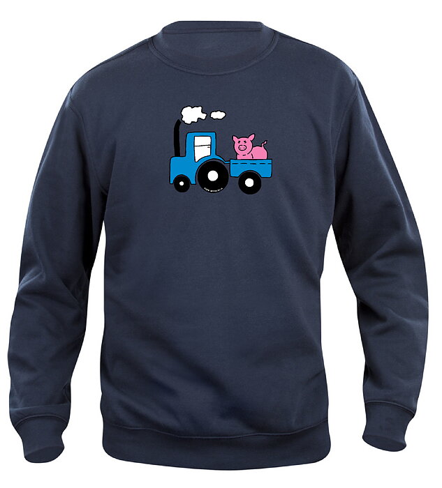 Sweatshirt Barn  "TRAKTOR MED GRIS PÅ SLÄPET - Mörkblå