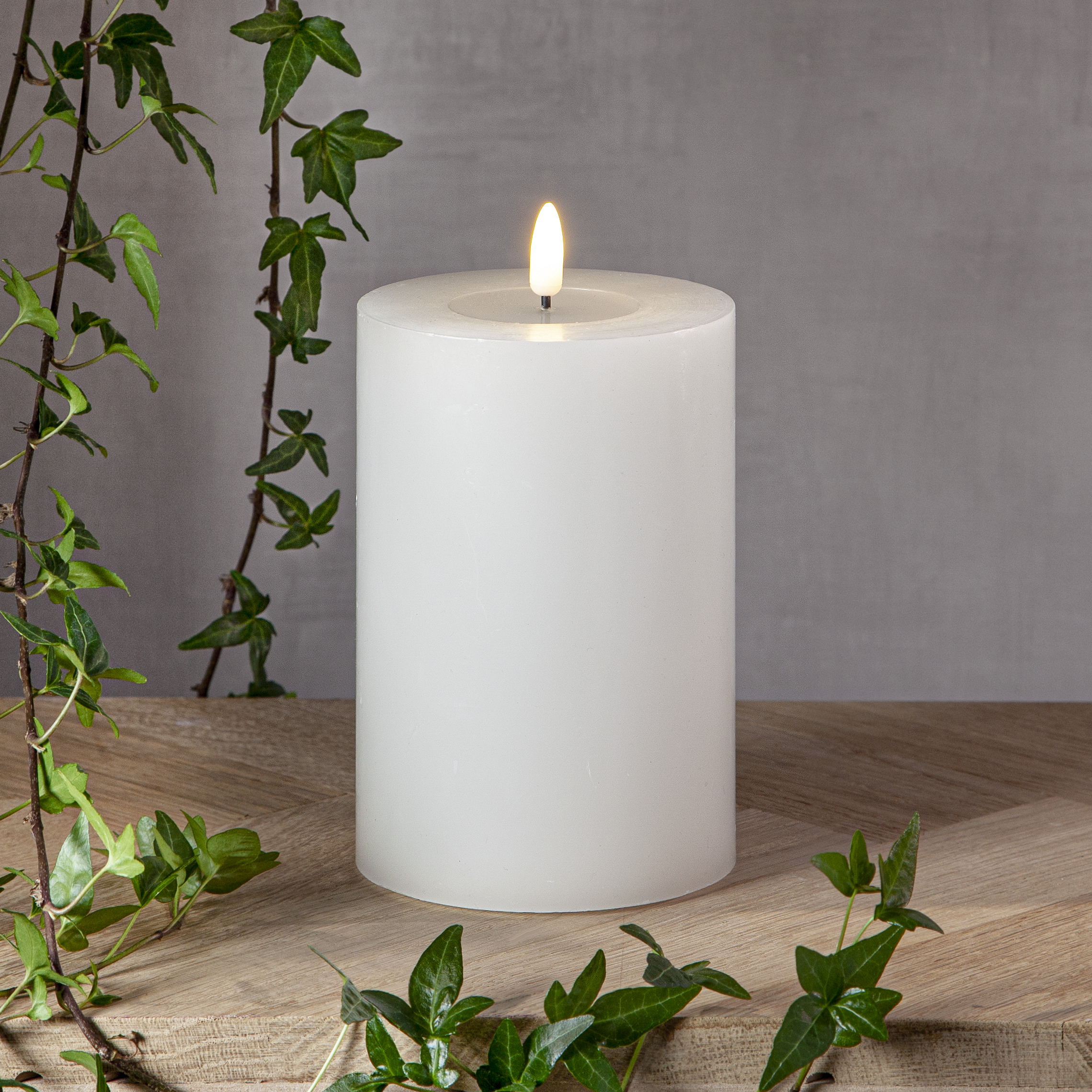 Blockljus vitt XL 17,5 cm S. LED batteriljus flow vax med timer - 5