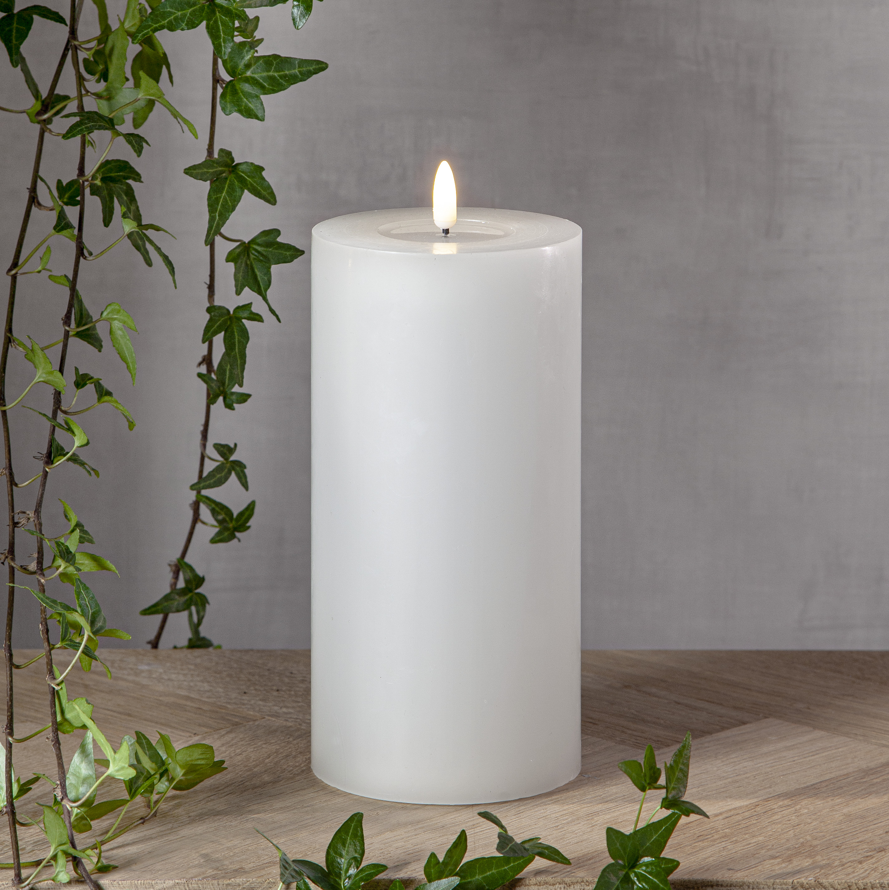 Blockljus vitt XL 22,5 cm M. LED batteriljus flow vax med timer - 3