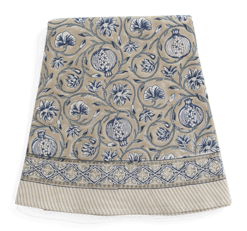 Chamois Round Cloth Tangier Pomegranate Beige & Blue 220 cm