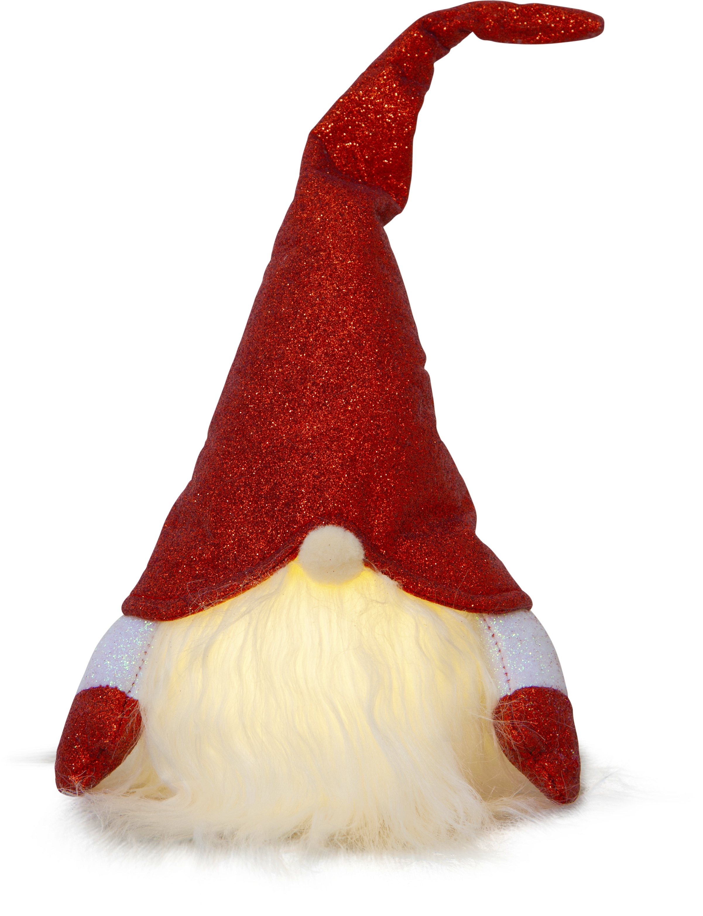 Tomte Herman med belysning 28 cm röd