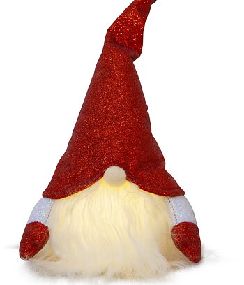 Tomte Herman med belysning 28 cm röd