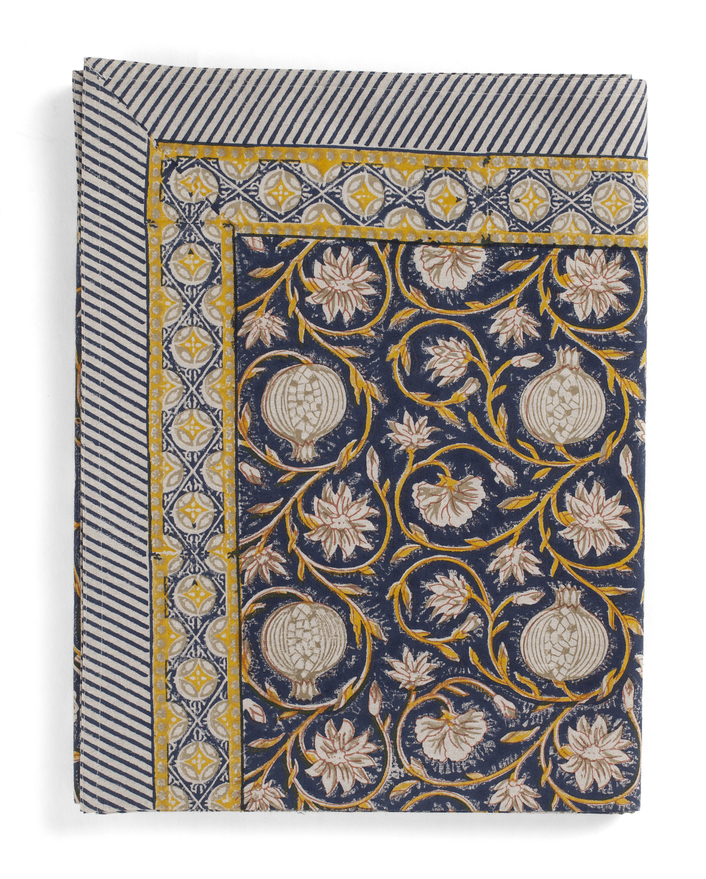 Chamois Bordsduk Tangier Pomegranate Dark Blue & Ochre