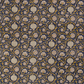 Chamois Round Cloth Tangier Pomegranate Dark Blue & Ochre 220cm