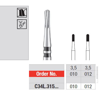 Edenta® Hårdmetallborr FG Turbin C34L, 5St.