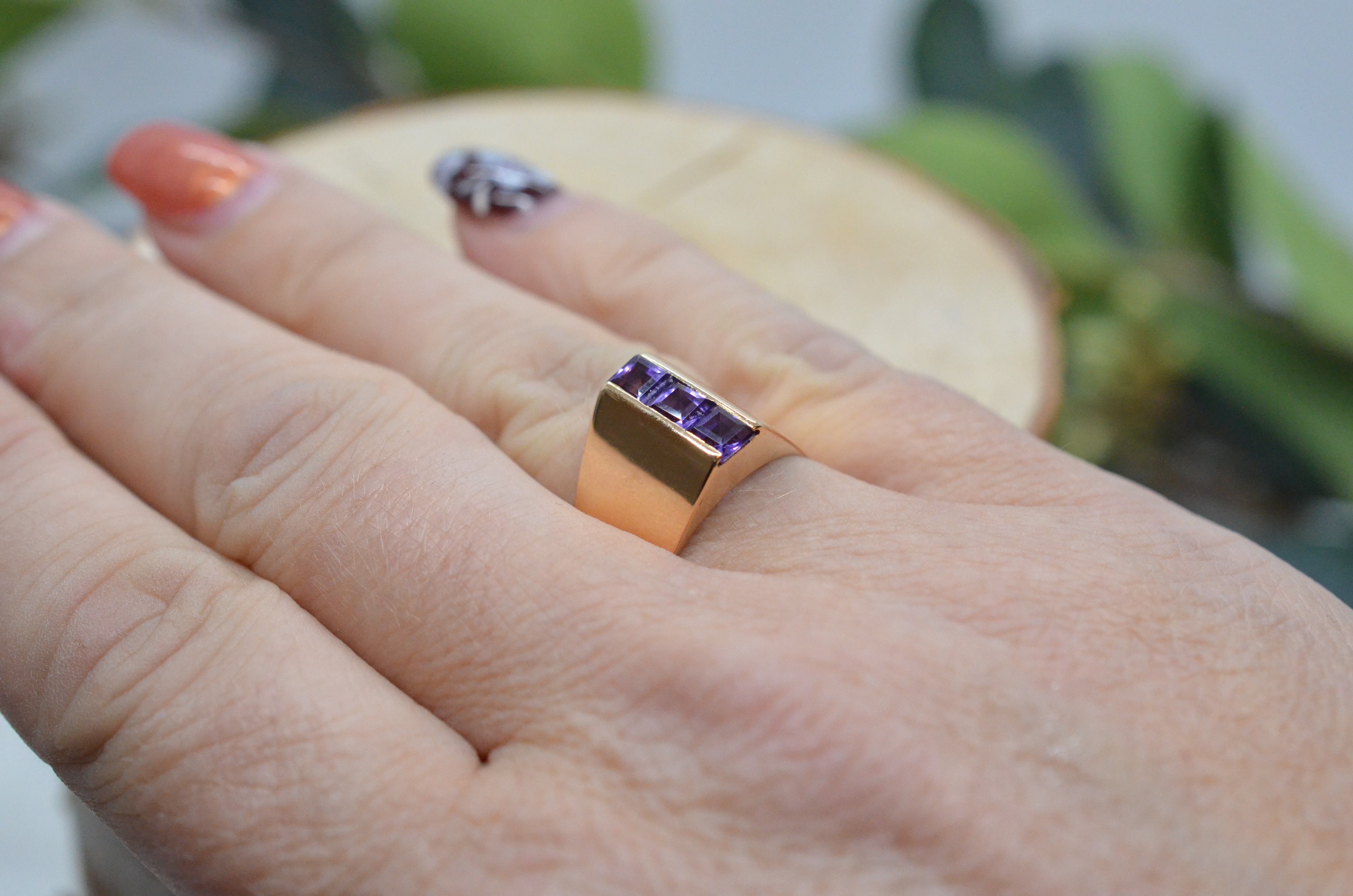 Vintage 18k ring with amethysts, 1962 - 5