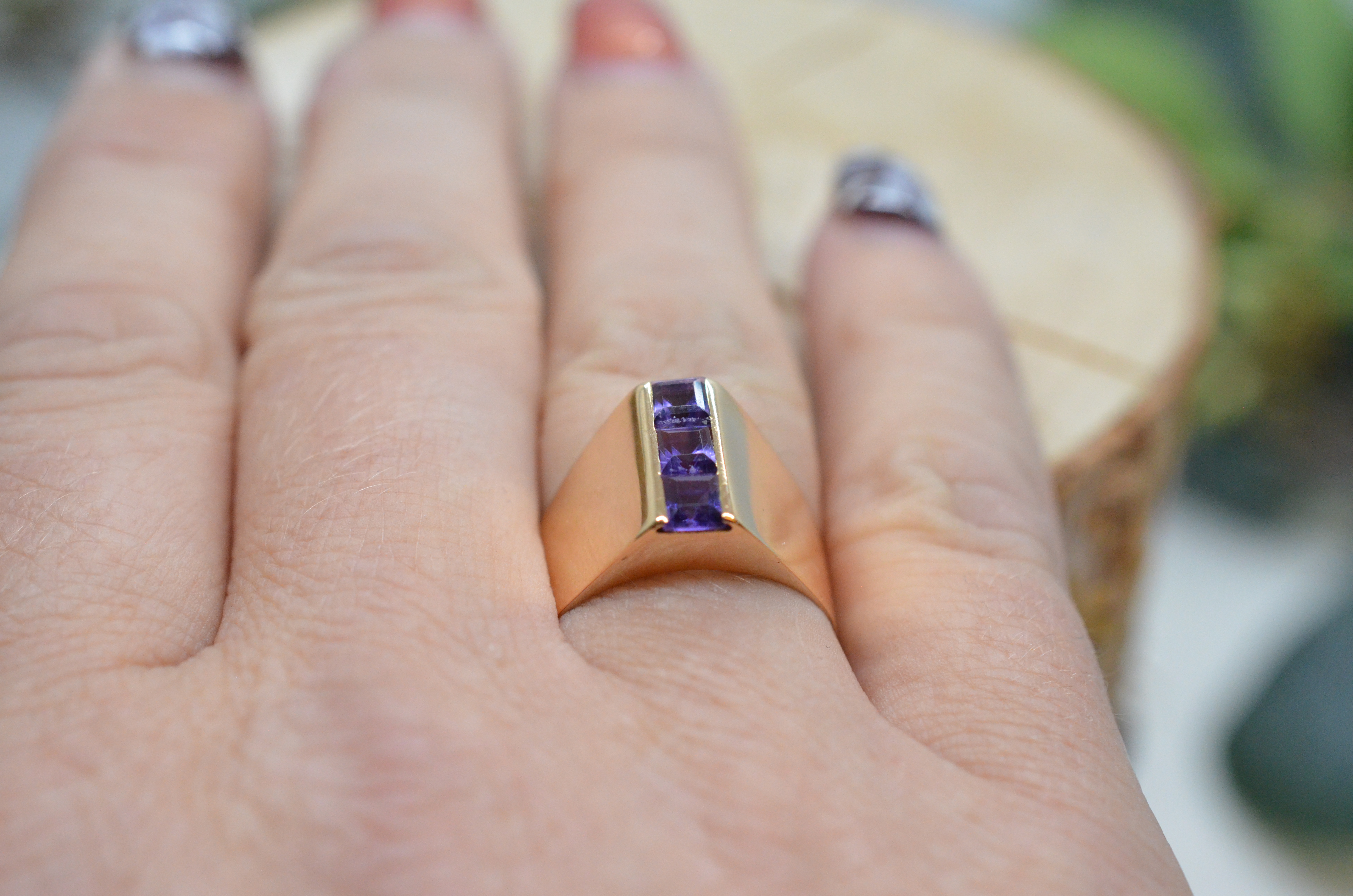 Vintage 18k ring with amethysts, 1962 - 6