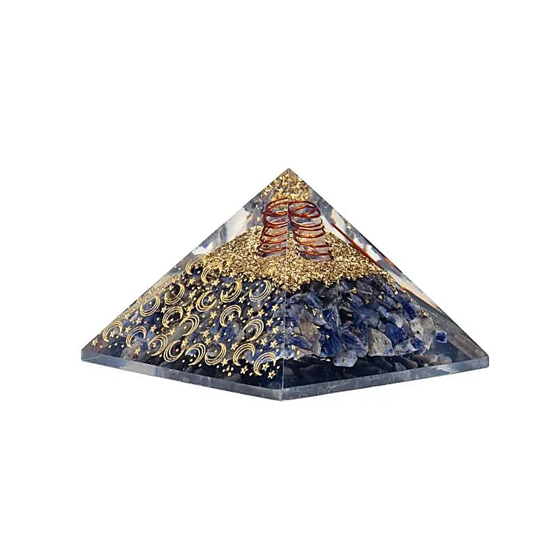 Orgonit pyramid sodalit med måne och stjärnor