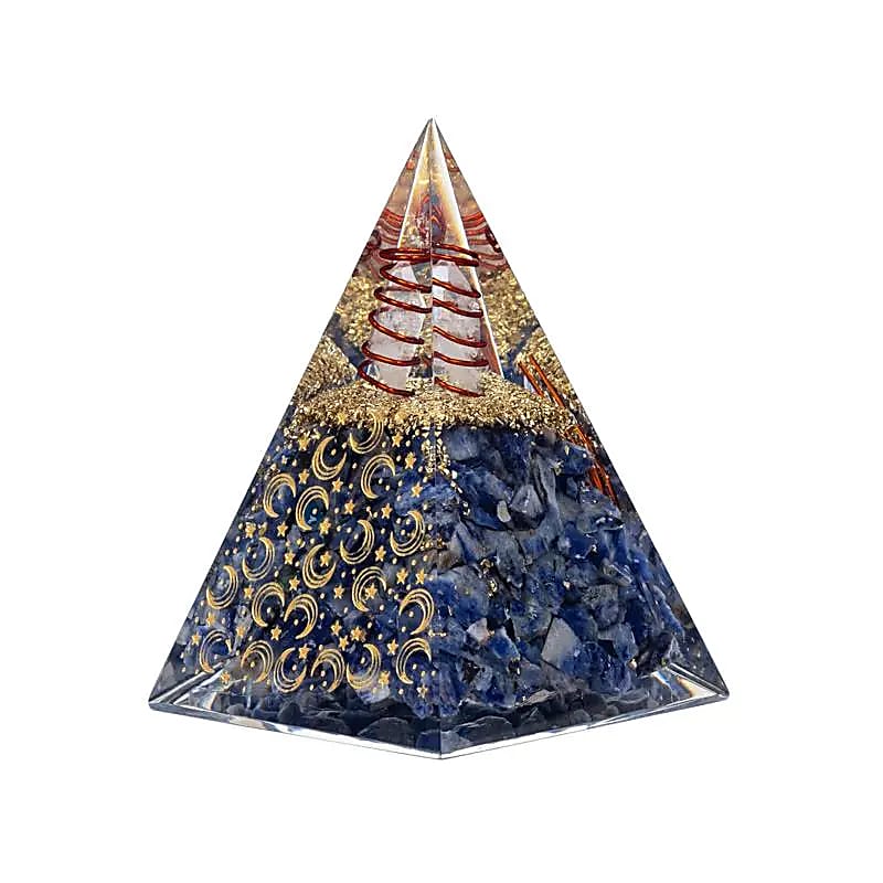  Orgonit pyramid sodalit med måne och stjärnor hög