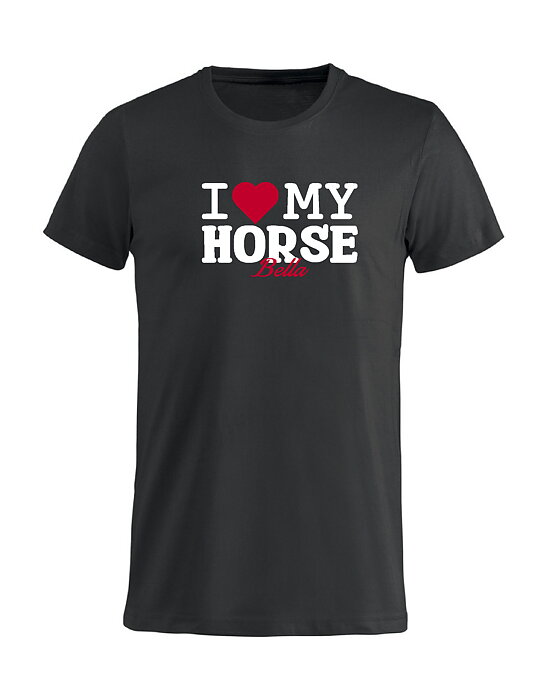 T-Shirt Barn  I LOVE MY HORSE - "HÄSTENS NAMN" - Flera färger