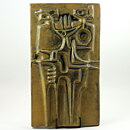 Åke Holm (1970s) Brown Wall Plaque with Abstract Decor 37 cm