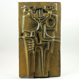 Åke Holm (1970s) Brown Wall Plaque with Abstract Decor 37 cm