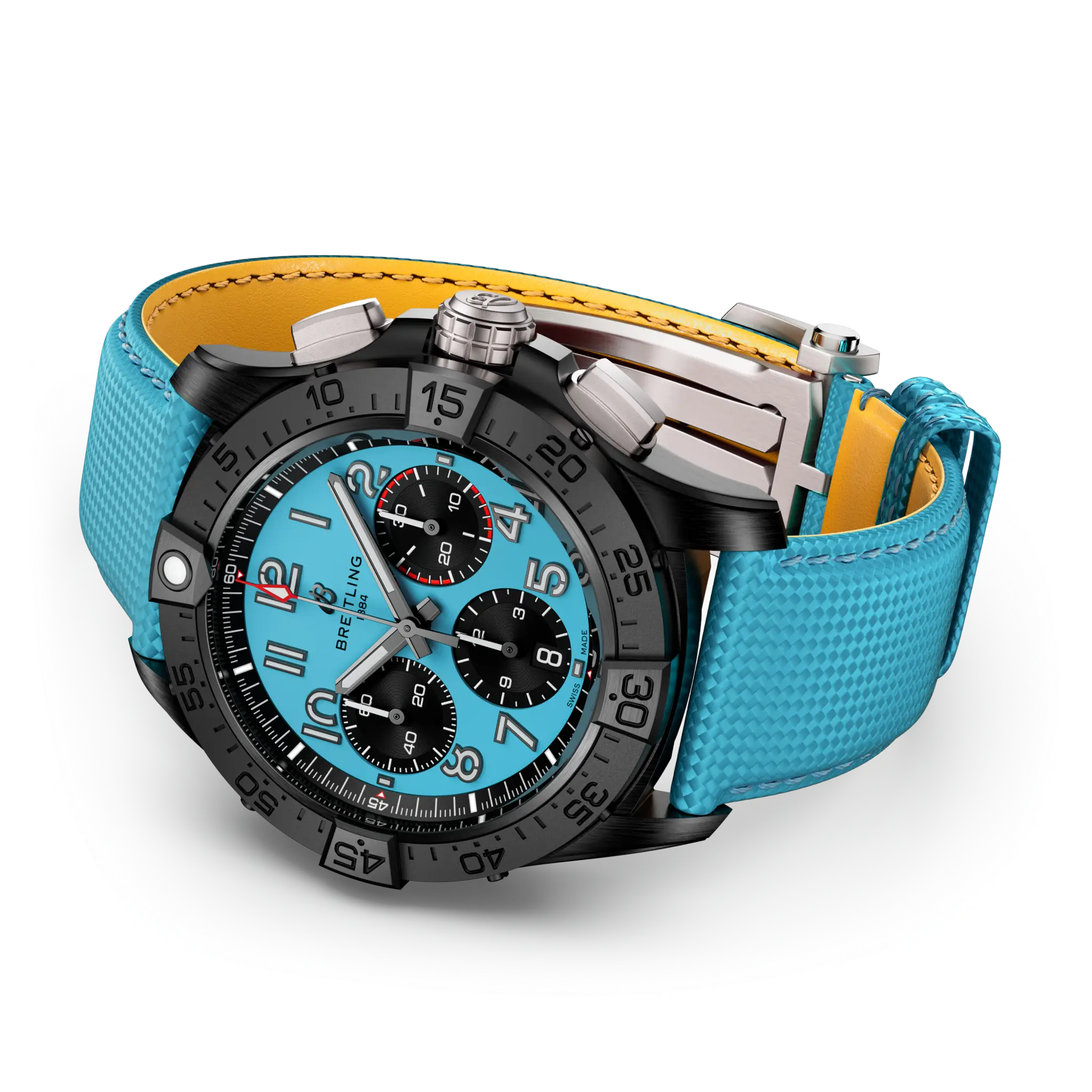 Breitling Avenger B01 Chronograph 42 Night Mission turkos sida