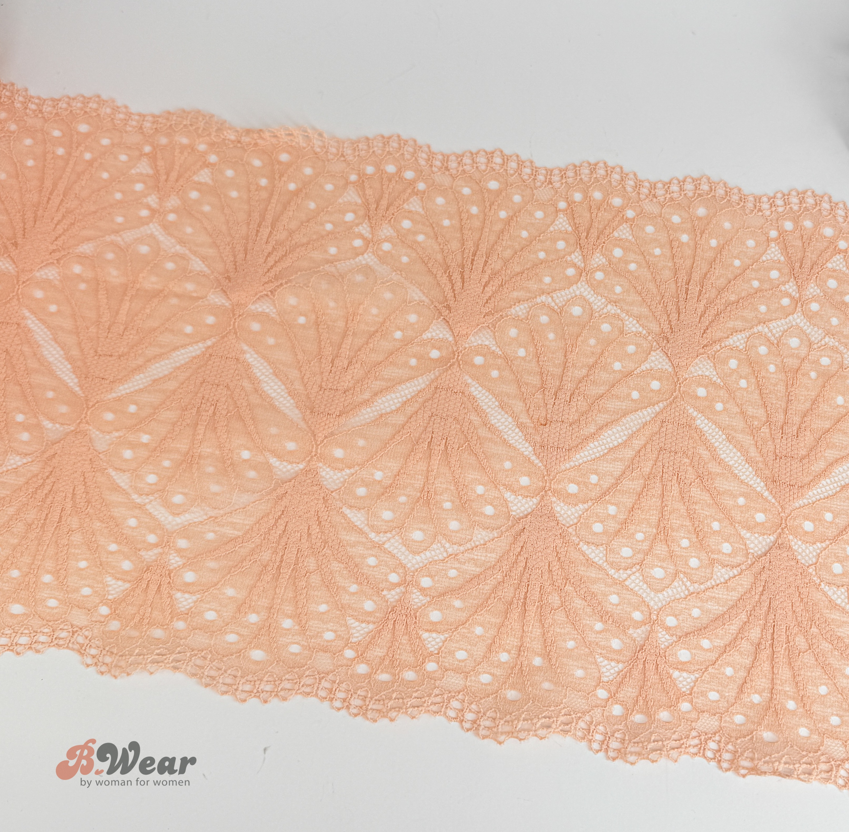 Stretch spets i Beige med art deco mönster - 23 cm