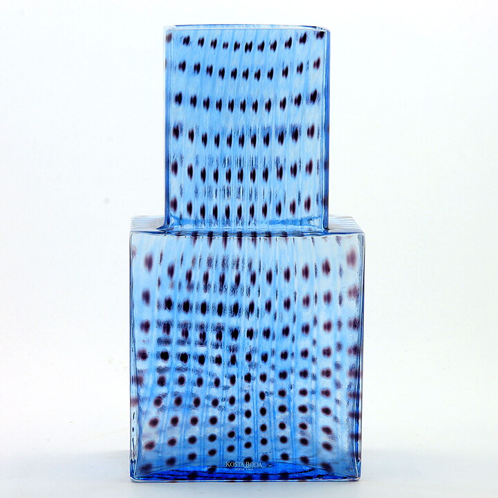 Bertil Vallien (Metropolis 1999) Blue Architectonic Vase 23 cm