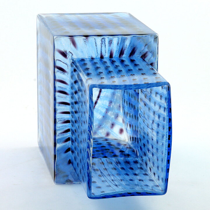 Bertil Vallien (Metropolis 1999) Blue Architectonic Vase 23 cm