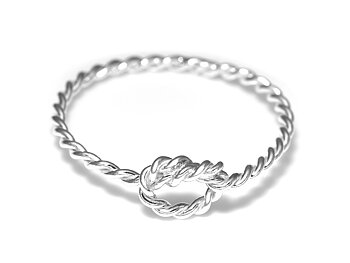 Knut Ring i Äkta 925 Silver storlek 7, Klassisk och Tidlös Accessoar, Knutet Rep Smycke