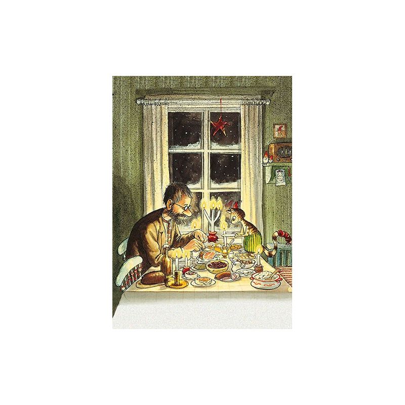 Postcard Pettson får julbesök, julmiddag