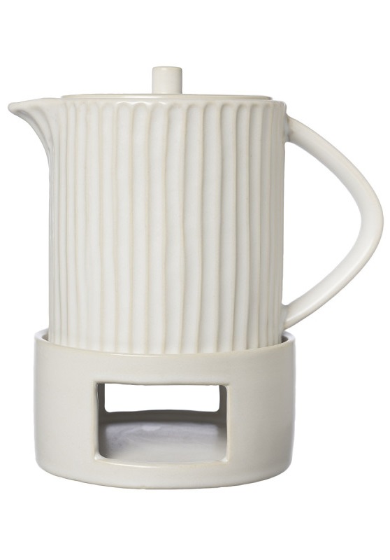 ERNST - Mulled wine jug with warmer - Teapot - Natural white - Stoneware - 2
