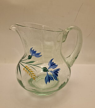 Optic blown hand painted cornflower