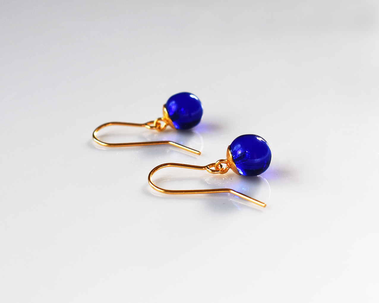 UDDEN MIDNIGHT - blue earrings hook gold plated - 2