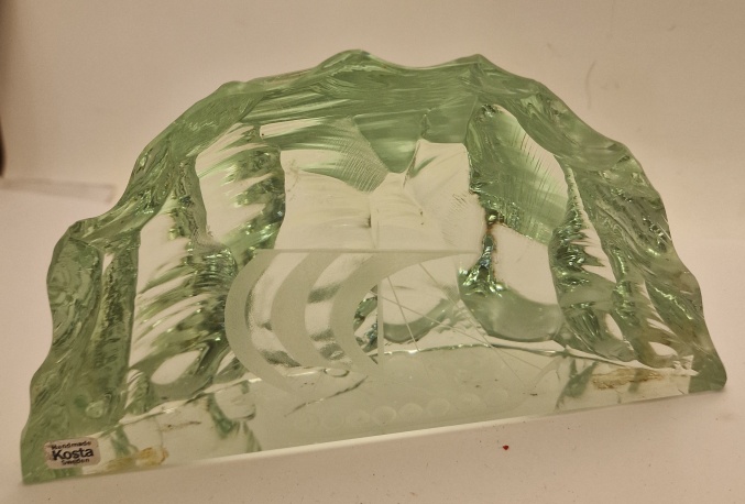 Kosta Paul Hoff glasblock vikingaskepp - 3