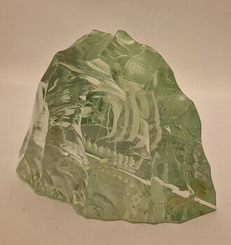 Kosta Paul Hoff glass block Viking ship
