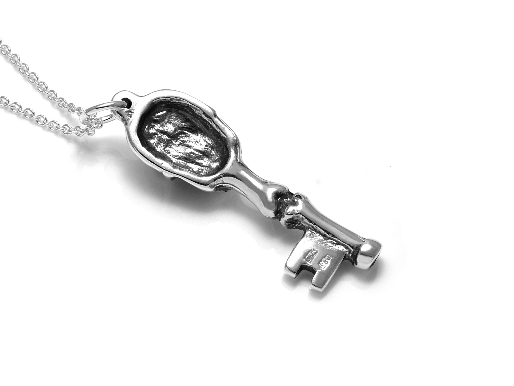 Skelettnyckel Halsband, Döskalle Smycke i Silver - 4