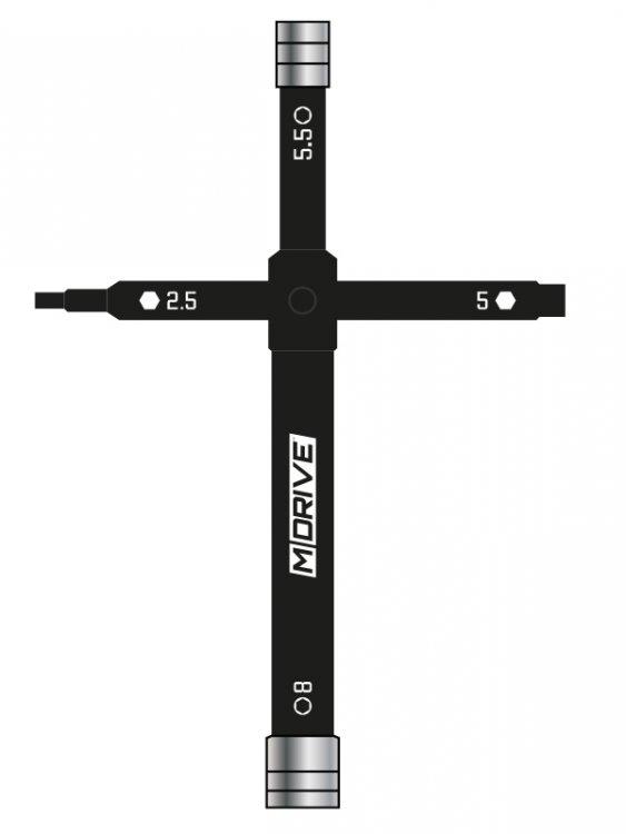 MDRIVE Multi Glödstift Verktyg - Muttrar: 8/5.5mm & Insex: 2.5/5mm - 2