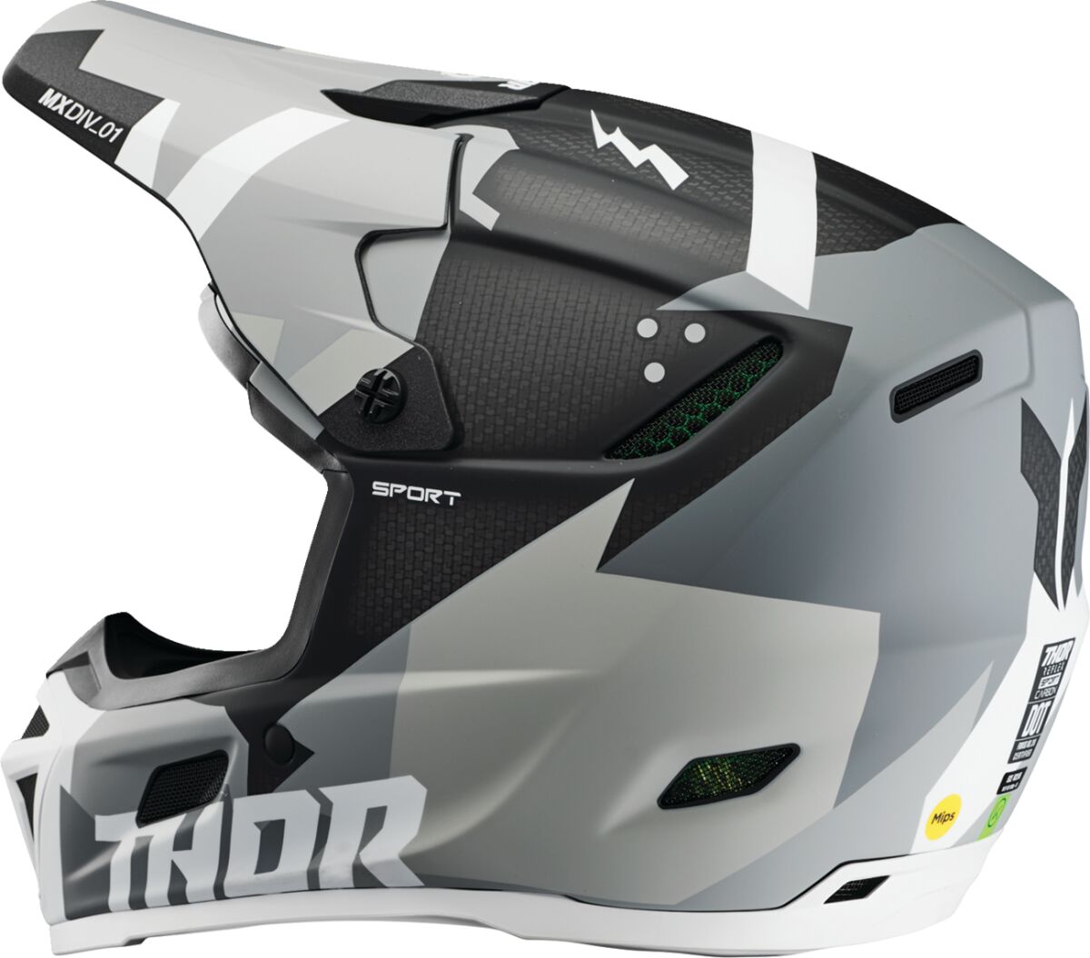 THOR Reflex Sport Carbon Brave MIPS® MX Helmet Black/ Grey/ White - 2