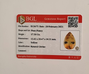 ¡Piedra preciosa de citrino genuina certificada de clase mundial muy grande de 17,50 ct! - 4