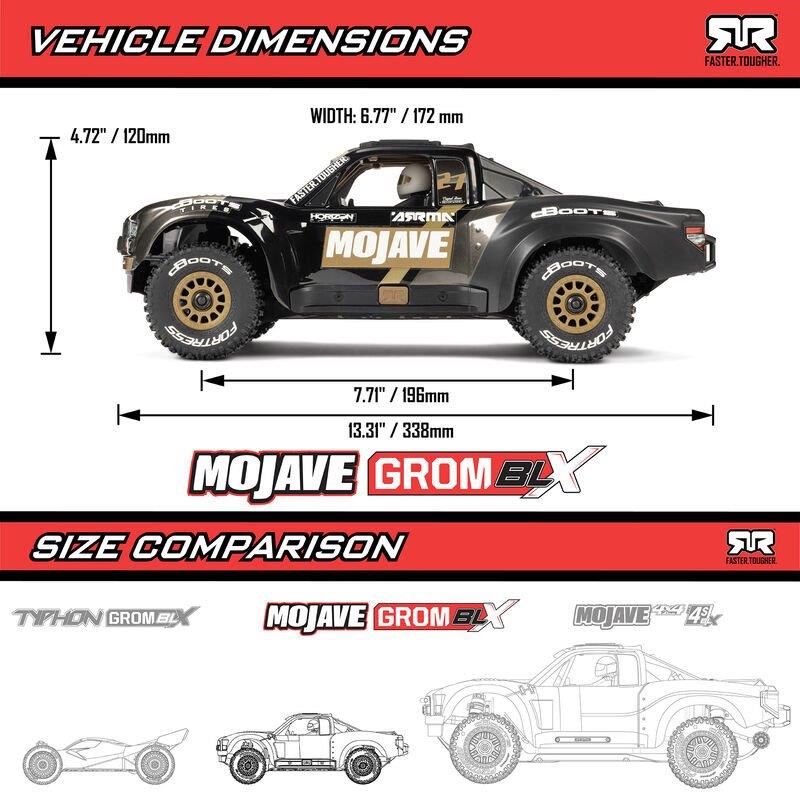ARRMA MOJAVE GROM 223S BLX Brushless 4X4 Small Scale Desert Truck RTR, Black - 20
