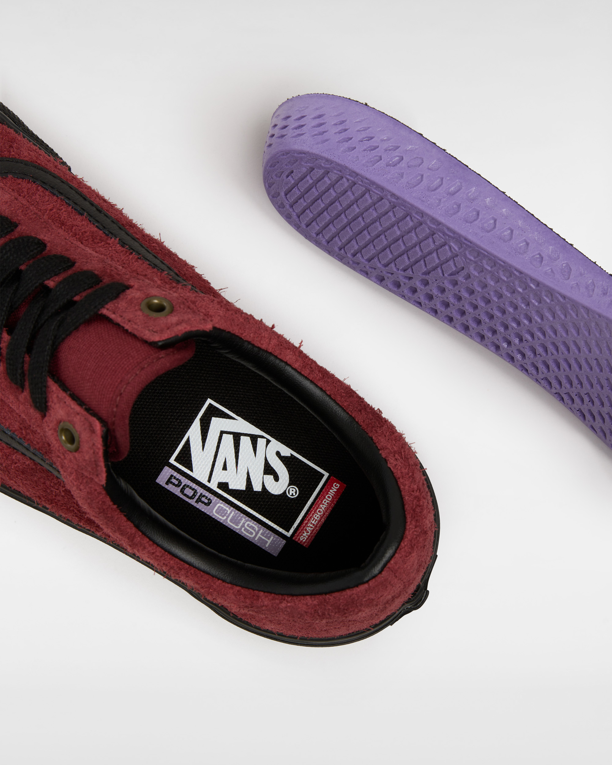 Vans Skate Old Skool Hairy Suede Black/Burgundy Skate Shoe 
