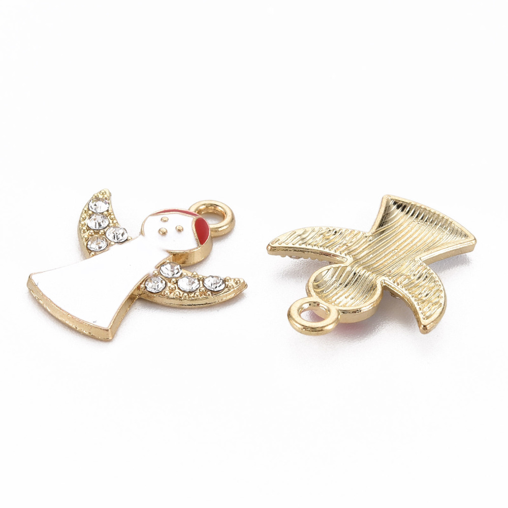 Charm Enameld  angel w. rhinestones - 2
