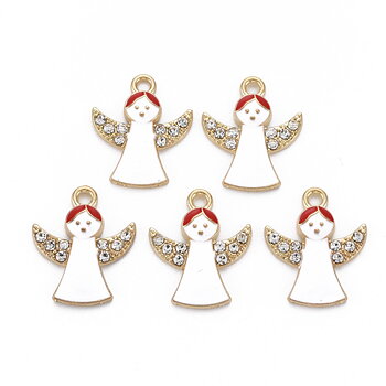 Charm Enameld  angel w. rhinestones