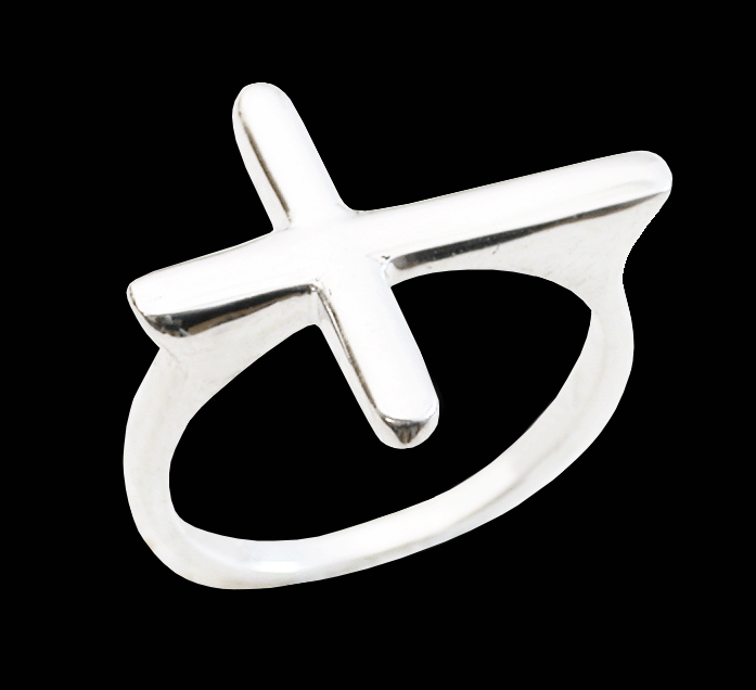 Urläcker kors ring i Äkta silver.
