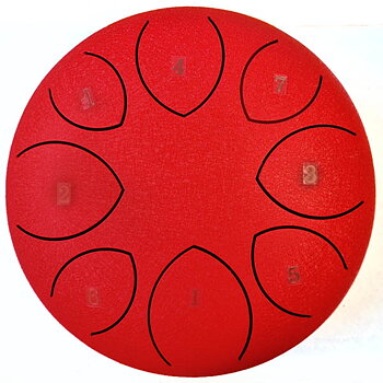 Fzone STD818N/HOLE9 Steel Tongue Drum 8″, 8 toner, röd