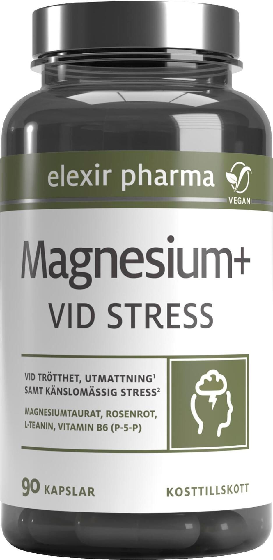 Magnesium+ Vid stress 90 kapslar - Elexir Pharma