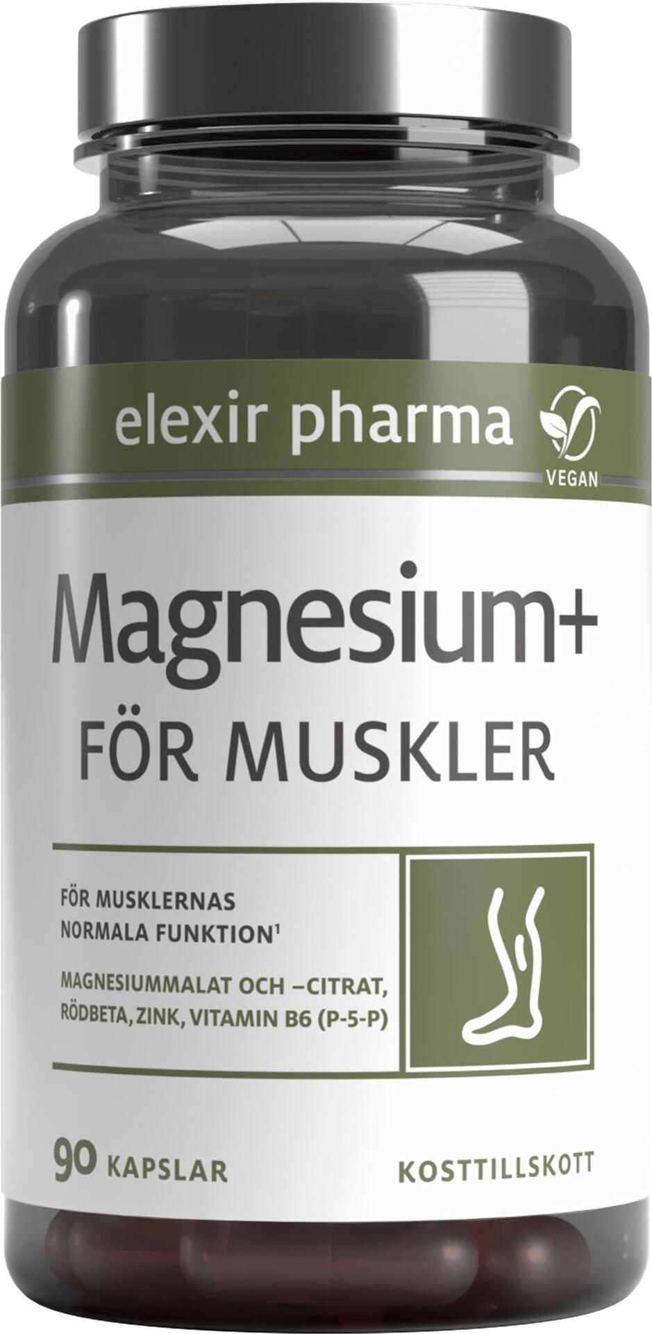 Magnesium+ För muskler 90 kapslar - Elexir Pharma