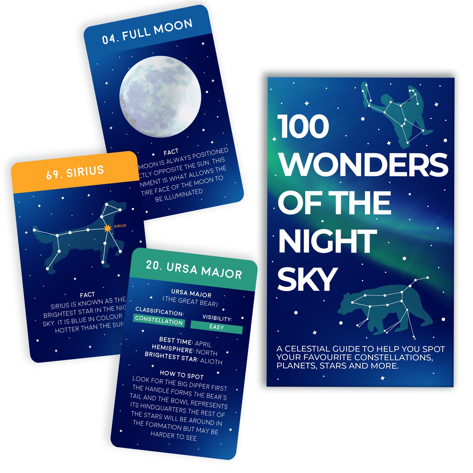 100 Wonders of the Night Sky : A Celestial Guide to Help You Spot your Favourite Constellations, Planets, Stars, and More - Ask med  100 kort och allt du behöver veta om rymden