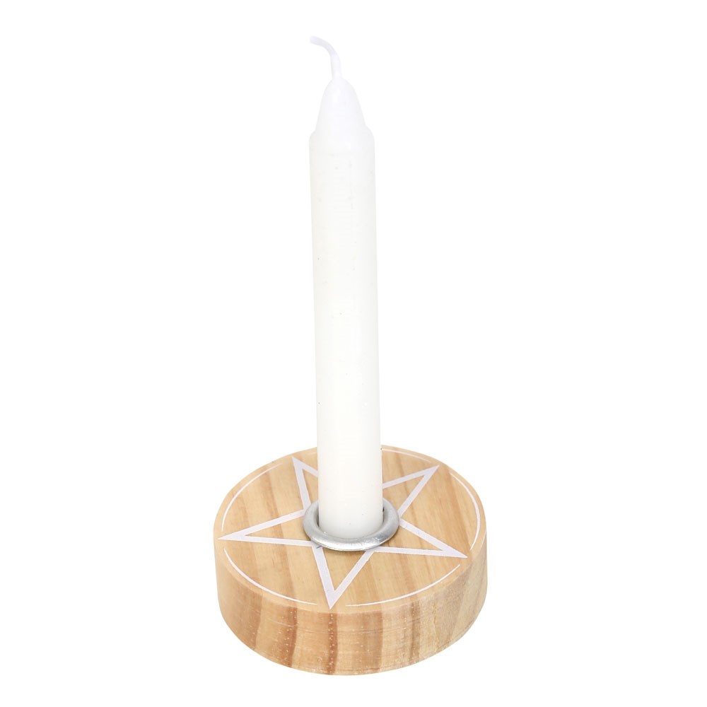 Vit/Natur  rund Pentagram Ljus Hållare
