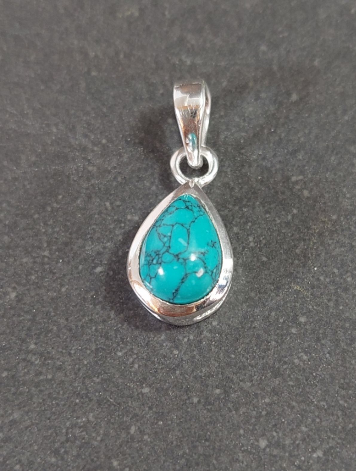 Silver hänge med Sten Cabochon - Droppform  - 12