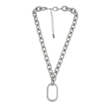 Dansk Copenhagen - Short Chunky Oval Ring Necklace Silver Plating
