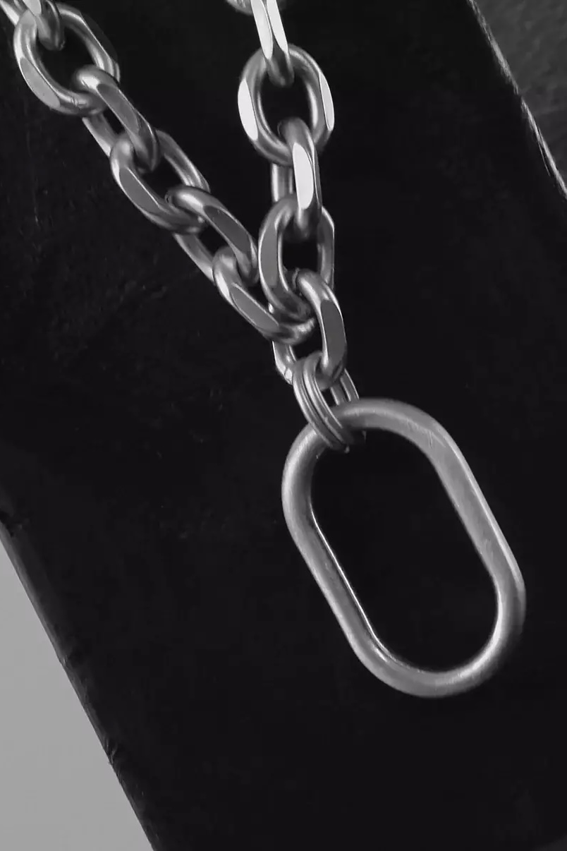 Dansk Copenhagen - Short Chunky Oval Ring Necklace Silver Plating - 4