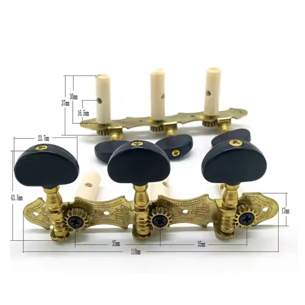 Classical Guitar Machine Heads Gold (Black button) - 2